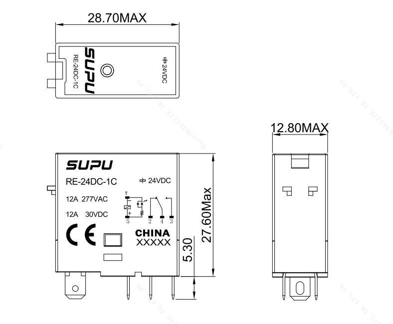 薄型继电器插头RE-24DC-1C