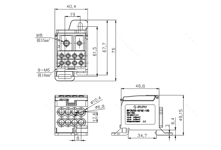 分线端子SPDB35-16/8x16-威廉希尔